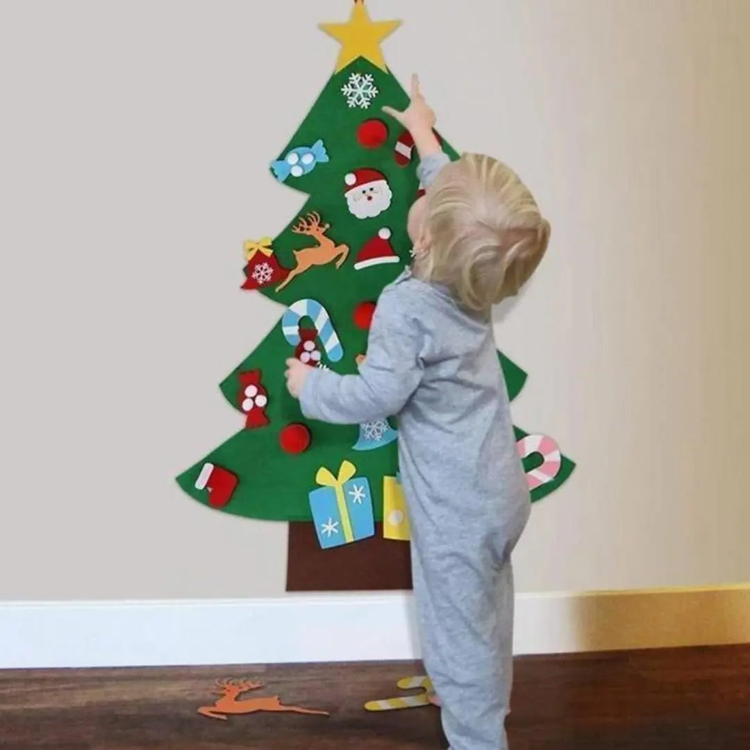Kids Felt Christmas Tree with Ornaments - Toddler-Friendly Holiday Decoration