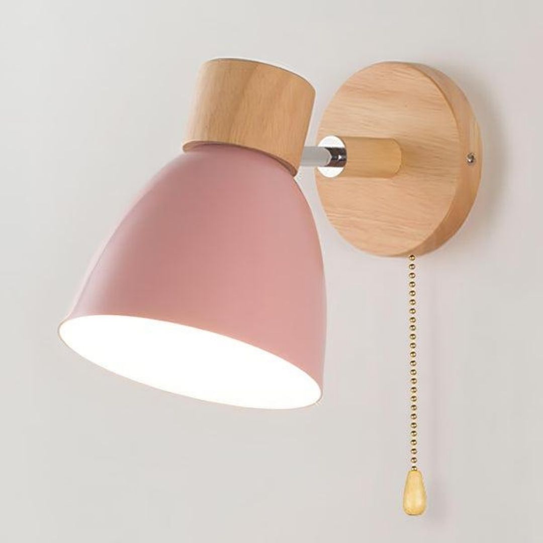 Nordic Wood Wall Lamp - Modern Minimalist Light with Pull Switch Charm