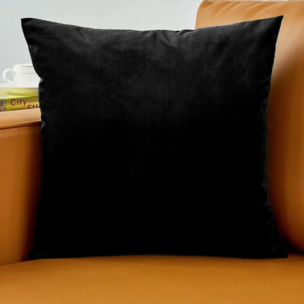 Pack of 3 Black Cushion Covers – Soft Velvet Pillowcases