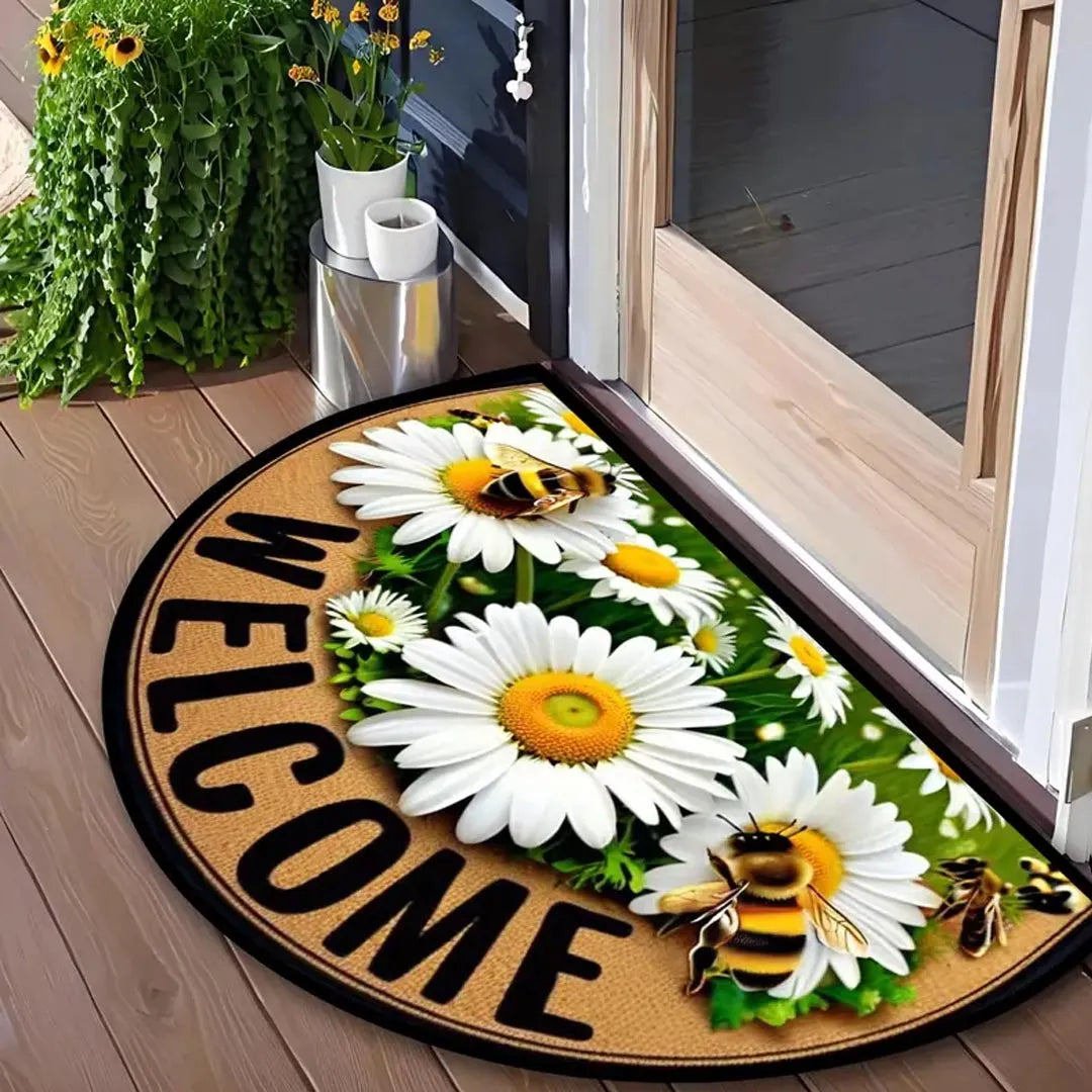 Welcome Bees & Daisy Door Mat