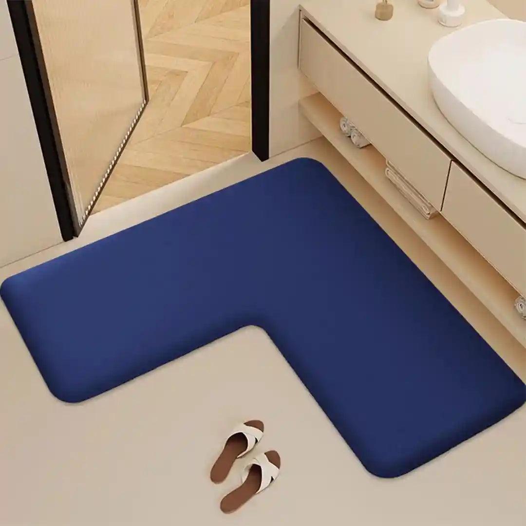 L-Shaped Thickened Flannel Non Slip Bath Mat