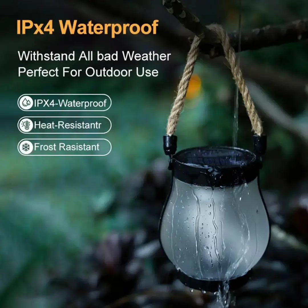 Outdoor Solar Lanterns with Realistic Flame Effect - Hanging Solar Powered Lanterns