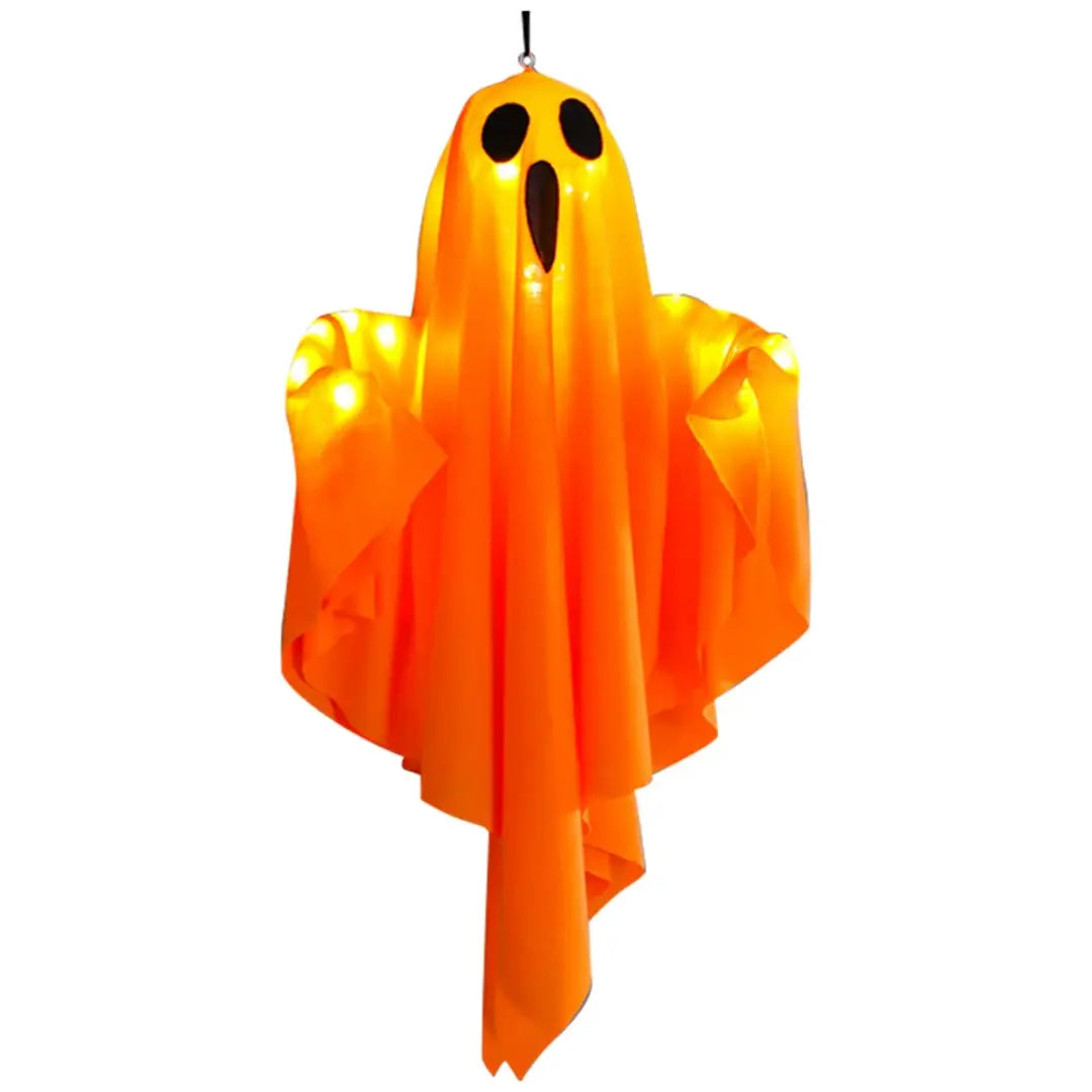 Halloween Glowing White Ghost - LED Hanging Decoration with Fairy Lights