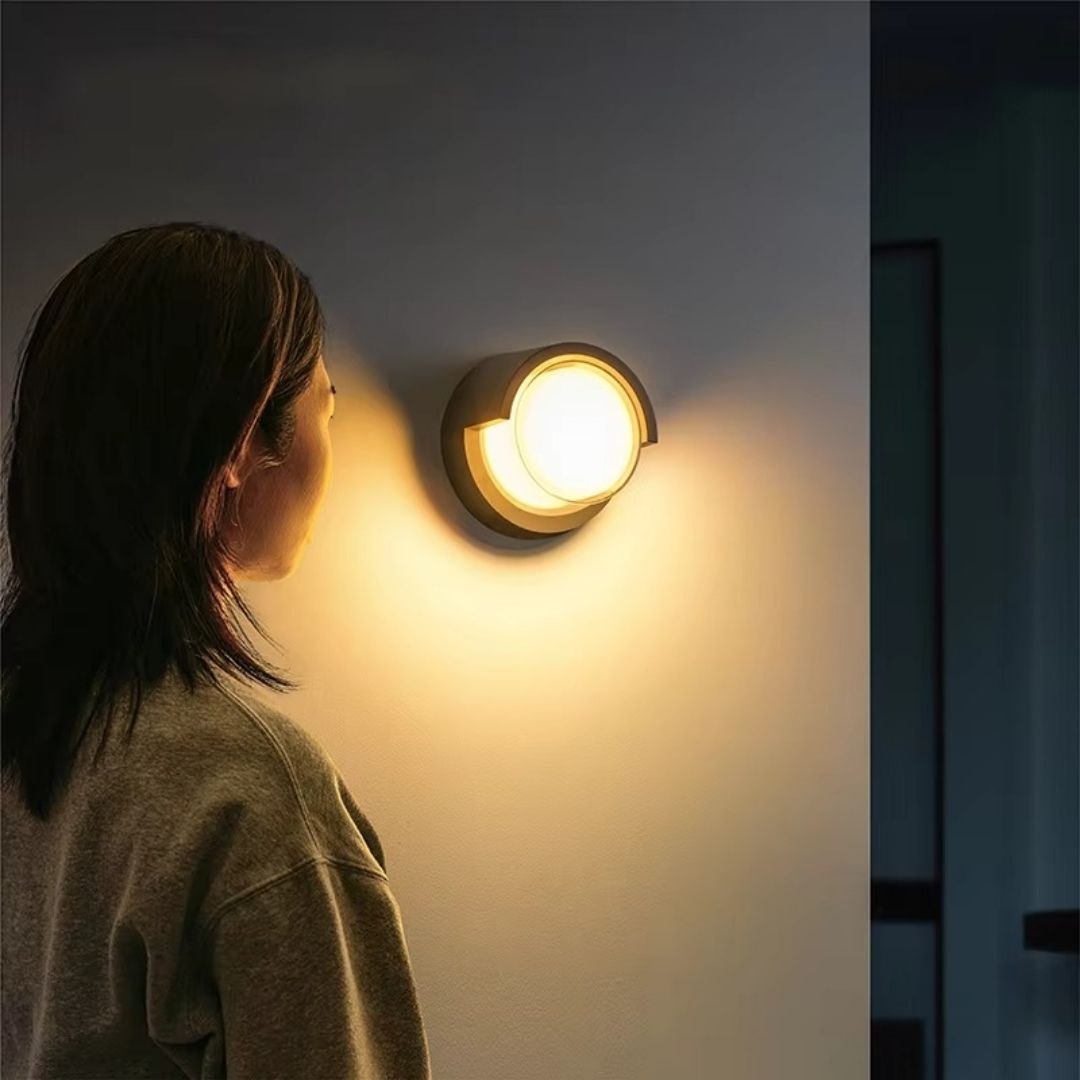 Lucy Outdoor Wall Lamp - Motion Sensor LED Light with Modern Geometric Design
