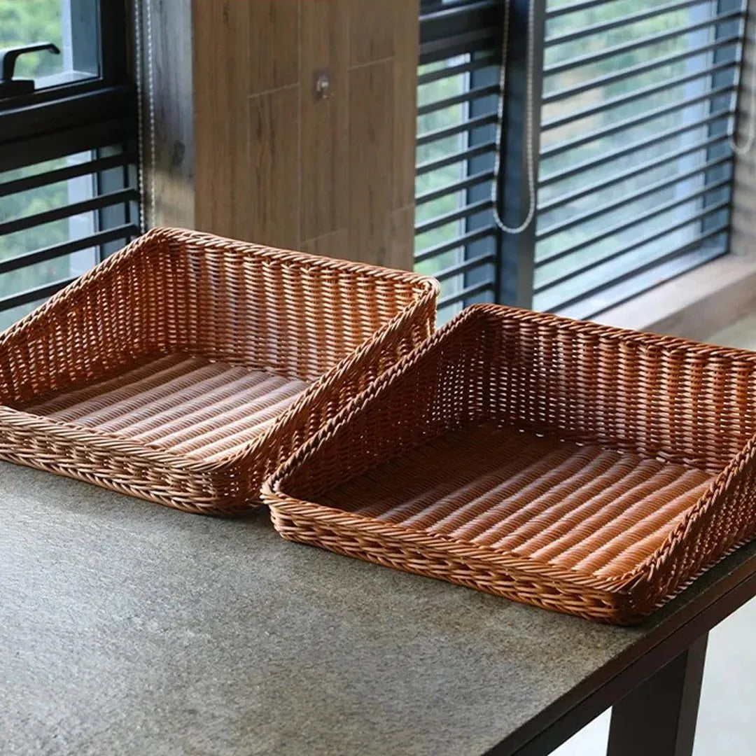 Rectangular Wicker Rattan Serving Tray