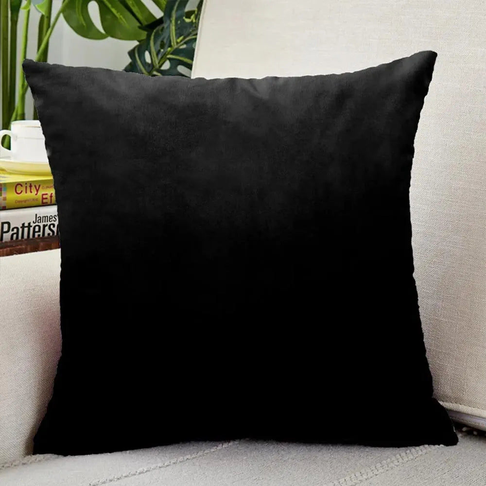 Pack of 3 Black Cushion Covers – Soft Velvet Pillowcases