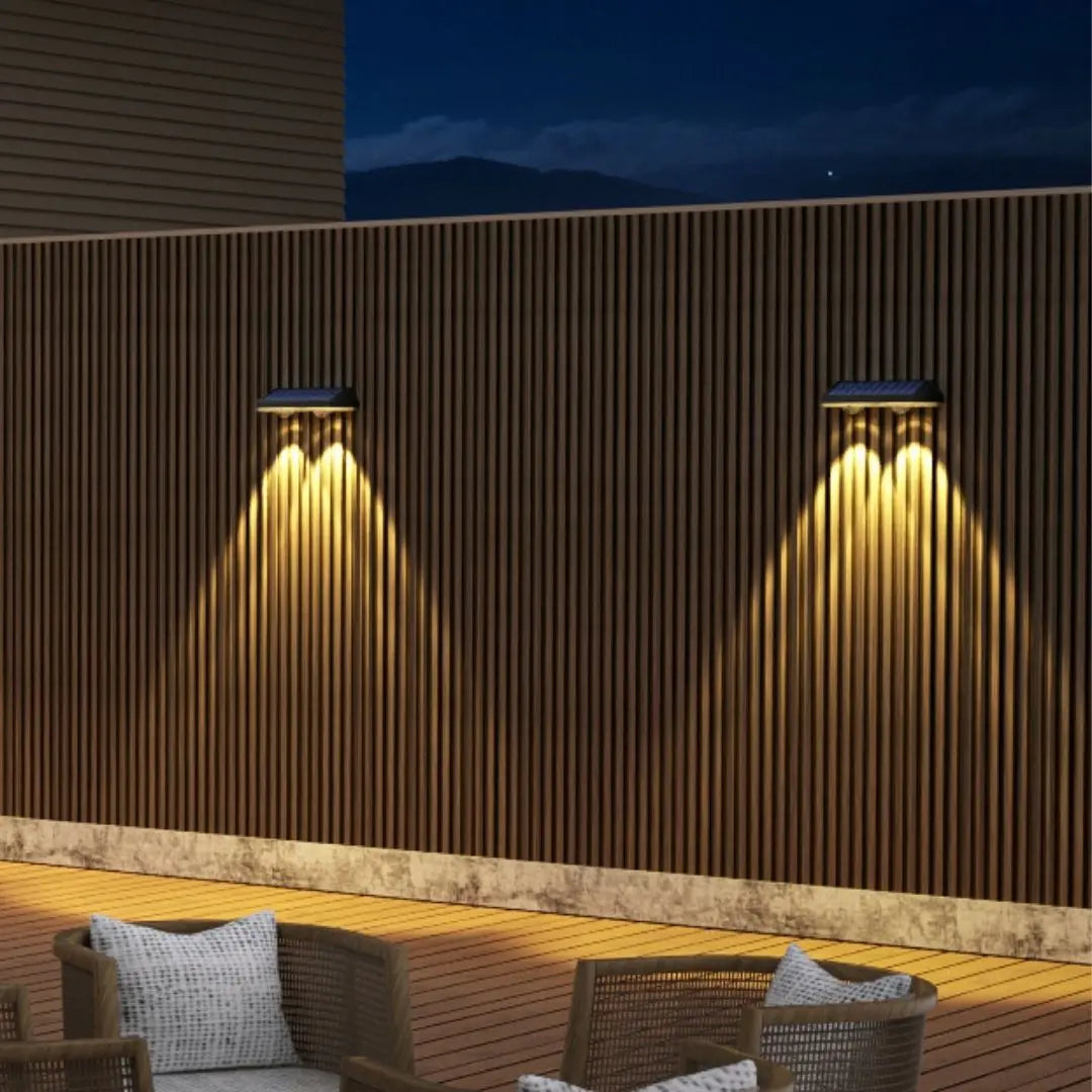 Hamilite Solar Fence Lights Outdoor - Waterproof LED Wall Lights