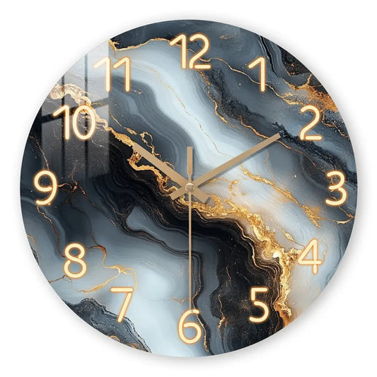 Fantasy Inspired Blue and Gold Marble Wall Clock