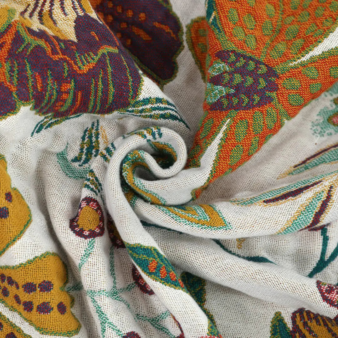 Calora Bohemian Cotton Gauze Quilt - Reversible Lightweight Floral Bedspread