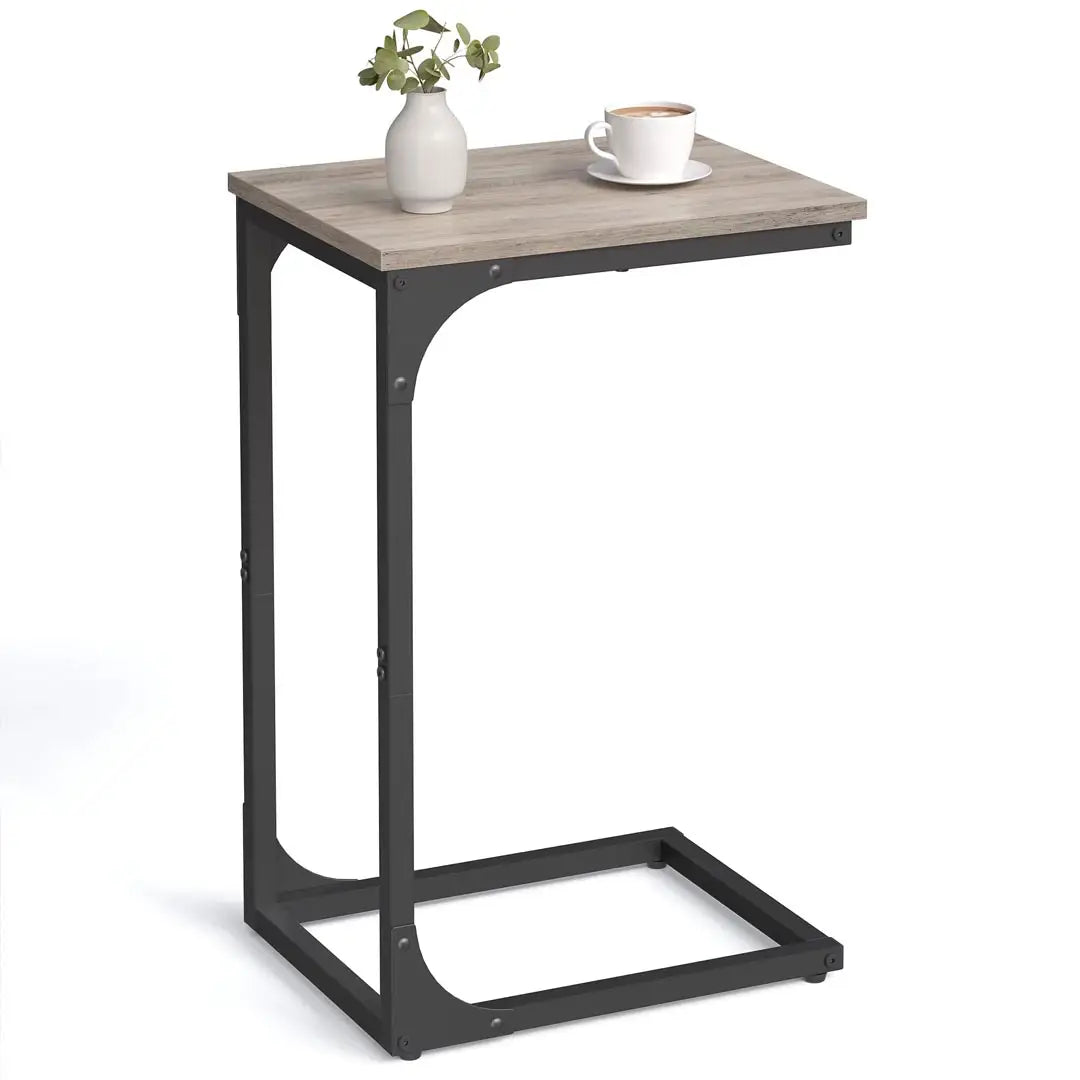 C-Shaped Coffee Table - Sofa Side Table, Bedside Table with Metal Frame