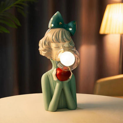 Artisan Sisters Table Lamp - Handcrafted Decorative Light with Elegant Figurine Design