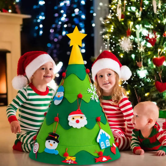 3D DIY Felt Christmas Tree - Toddler-Friendly Holiday Activity with Ornaments