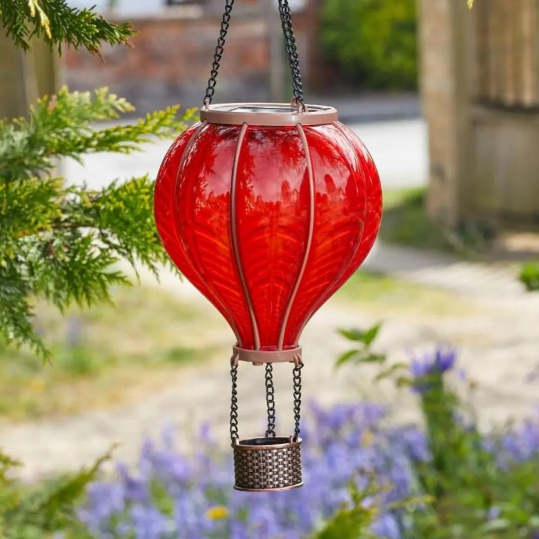 Solira Solar Hot Air Balloon Lantern - Multicoloured Hanging Garden Light with Flame Effect