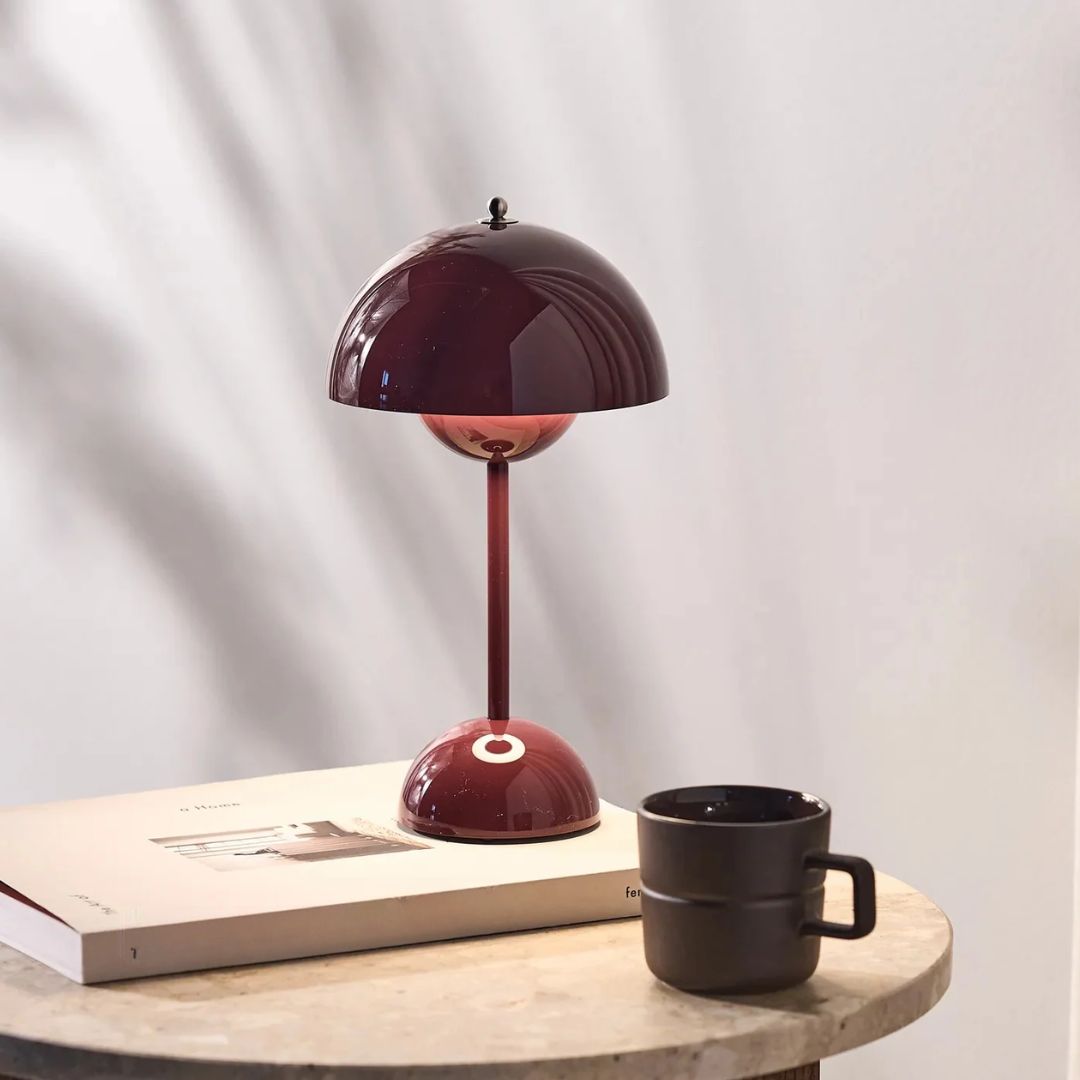 Amsterdam Table Lamp - Rechargeable Dome Light in Metallic Finish