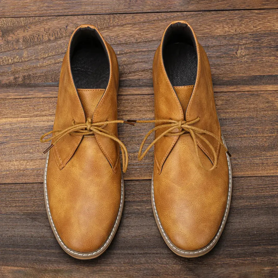 Men’s Classical Retro Leather Chukka - Turf Boots for Timeless Style