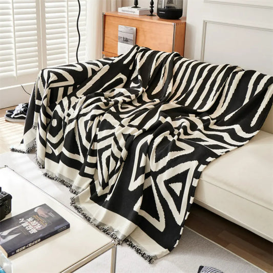 Avira Boho Geometric Anti-Scratch Couch Cover - Thick Chenille and Machine Washable