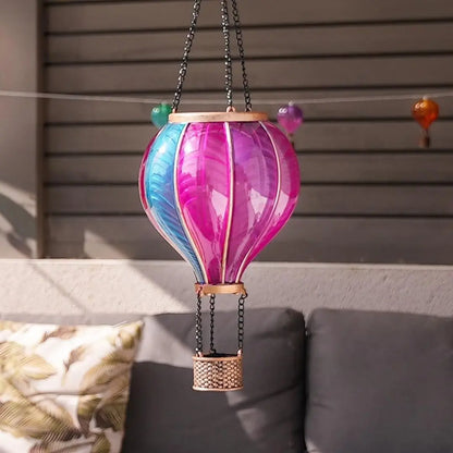 Solira Solar Hot Air Balloon Lantern - Multicoloured Hanging Garden Light with Flame Effect