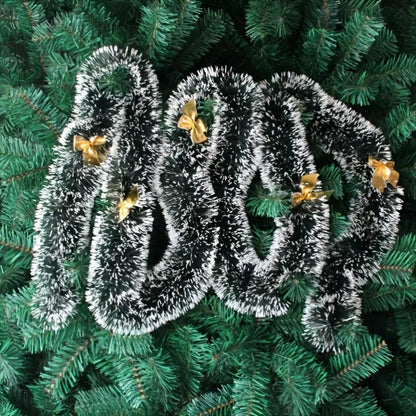 Christmas Rattan Garland - Dark Green with White Edge Strips Snowflake Decorative Vine