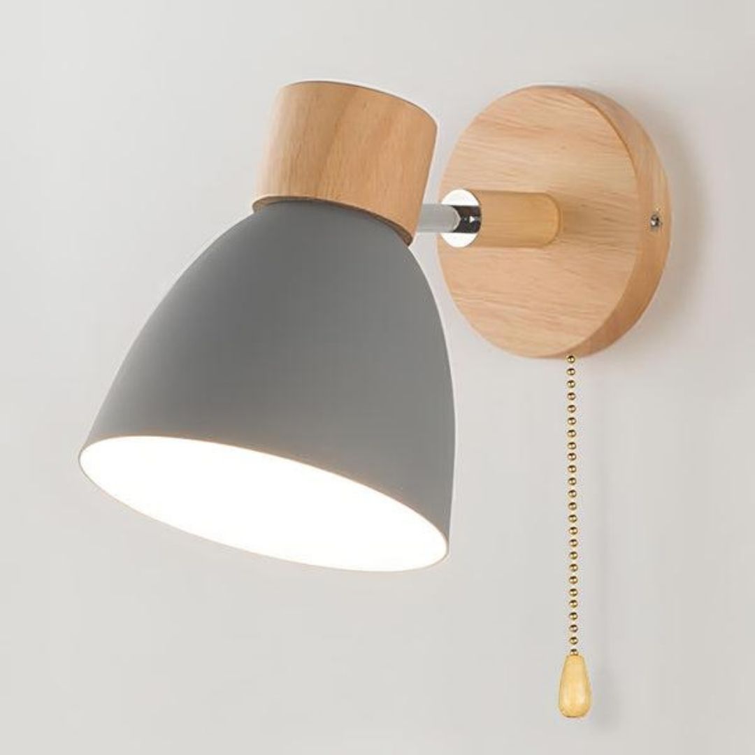 Nordic Wood Wall Lamp - Modern Minimalist Light with Pull Switch Charm