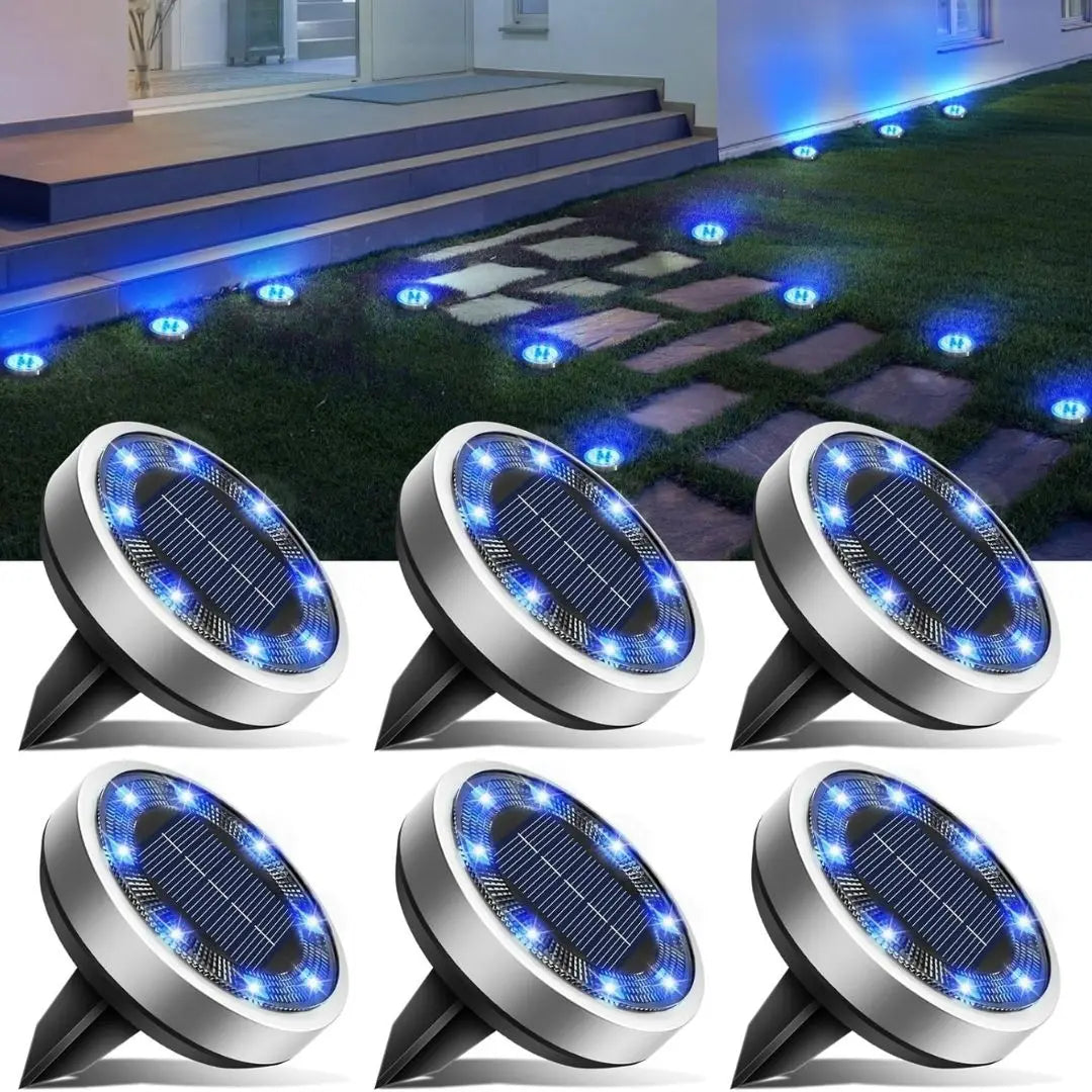 GroundGlow Solar Disk Lights - Warm White Waterproof Outdoor Garden Pathway Lighting