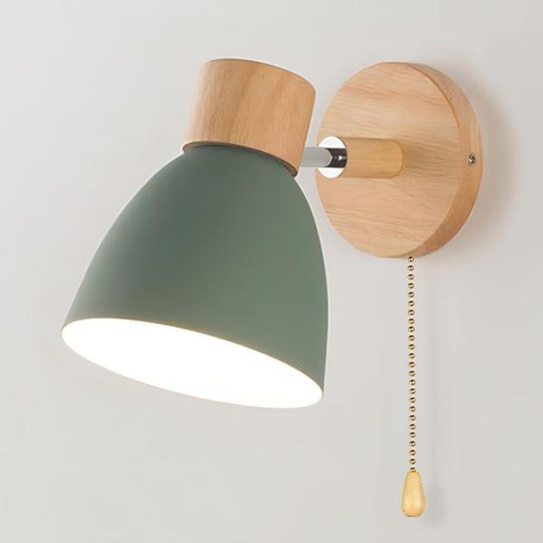 Nordic Wood Wall Lamp - Modern Minimalist Light with Pull Switch Charm