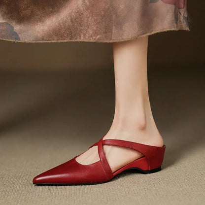 Margot Cross-Strap Leather Mule