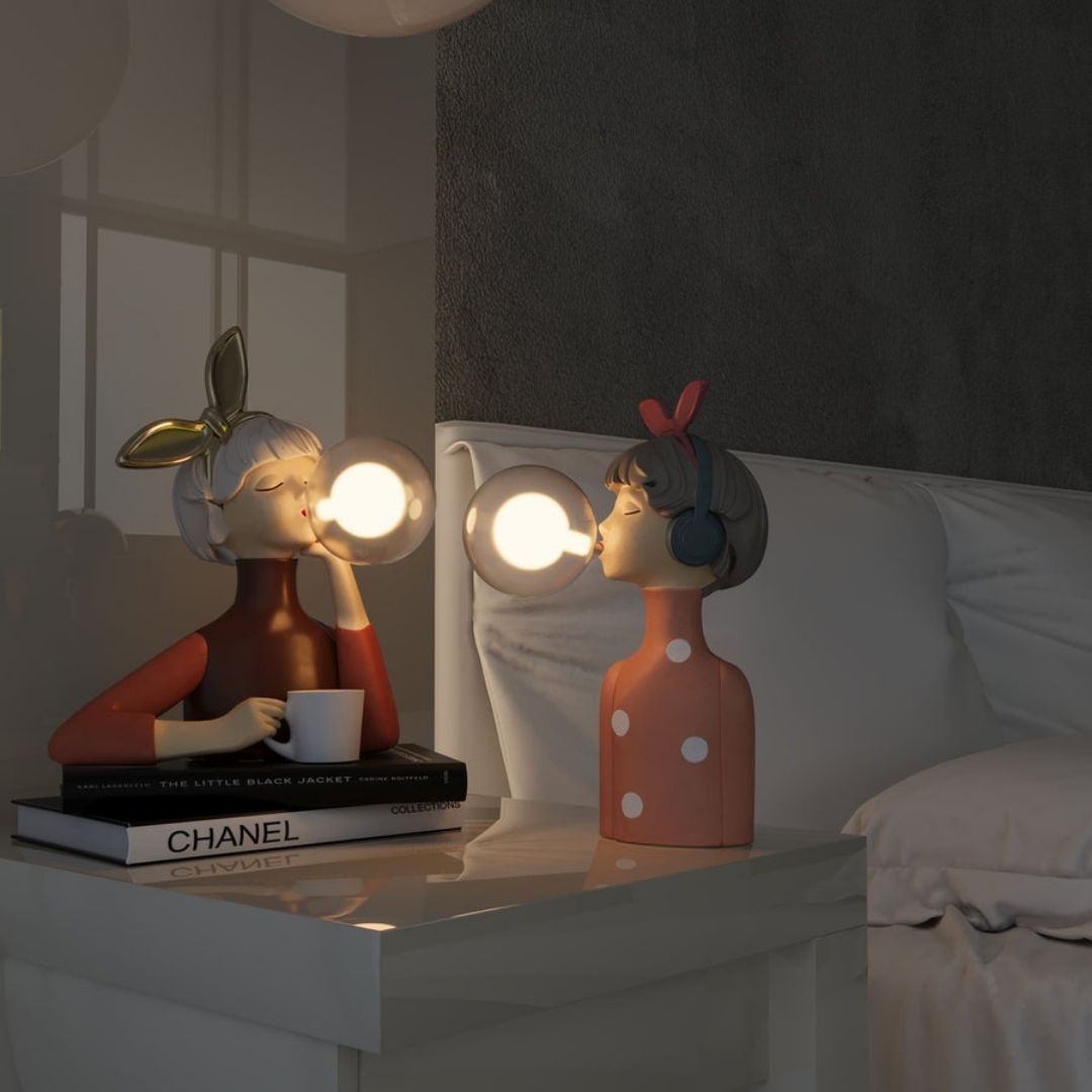 Artisan Sisters Table Lamp - Handcrafted Decorative Light with Elegant Figurine Design