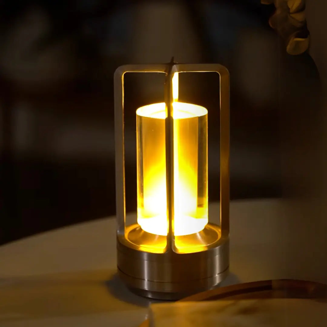 Crystal Lantern - Elegant Aluminum Alloy Lamp with Adjustable Glow and Cordless Design