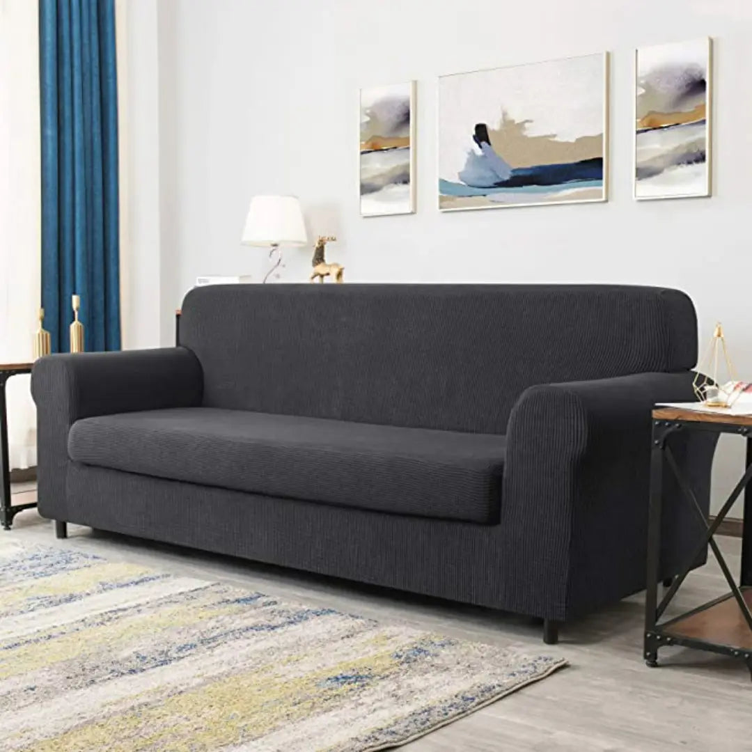 Zeyra 2-Piece Stretch Jacquard Couch Covers with Individual Seat Cushion Cover - Non-Slip Protective Sofa Slipcover