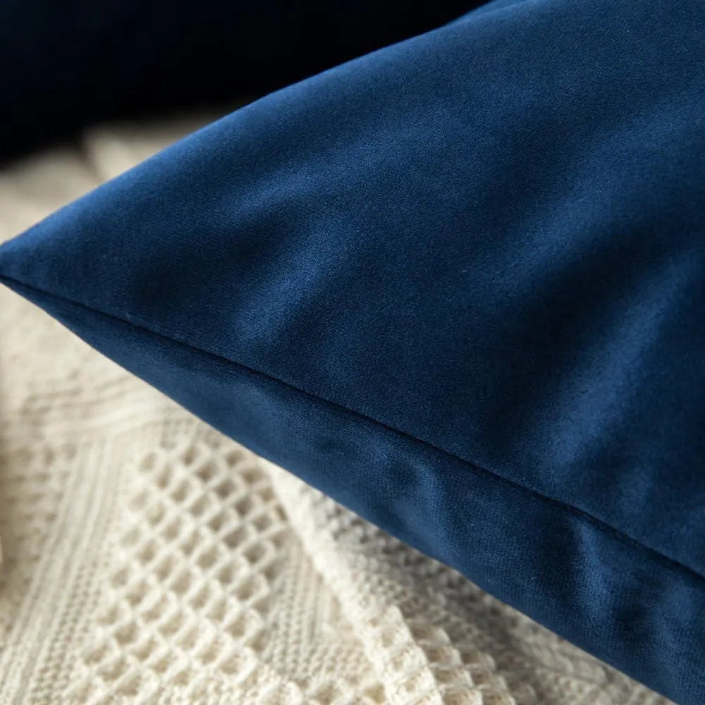 Set of 2 Blue Velvet Cushion Covers