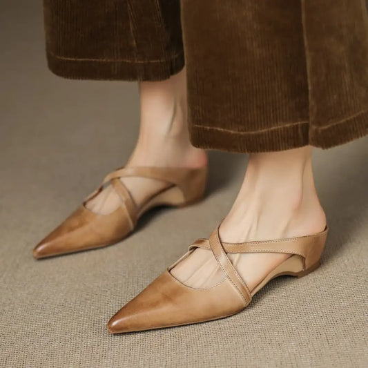 Margot Cross-Strap Leather Mule