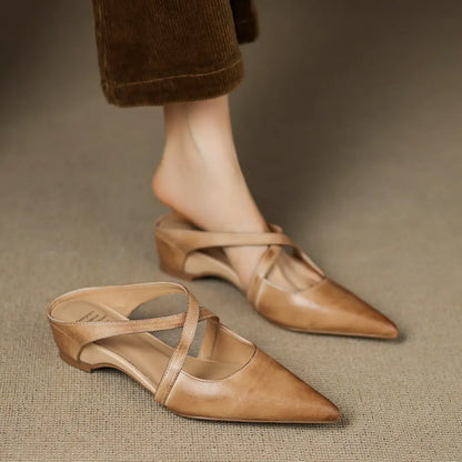 Margot Cross-Strap Leather Mule