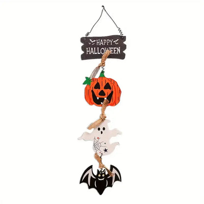 Wooden Halloween Hanging Decoration - Pumpkin, Ghost & Bat