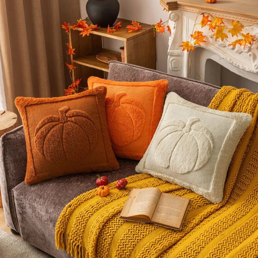 Halloween Pumpkin Plush Pillowcase - Cozy Festival Cushion Cover