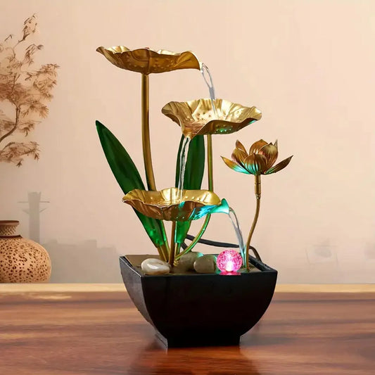 Indoor Tabletop Fountain - Compact Relaxation Fountain with Lights