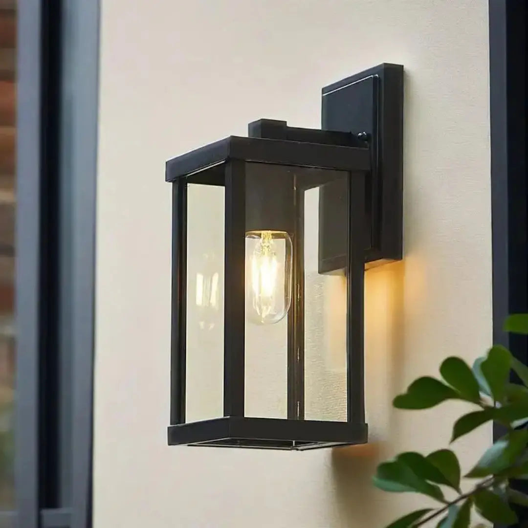 Outdoor Wall Light - Modern Black Lantern Exterior Light for Front Door and Garden
