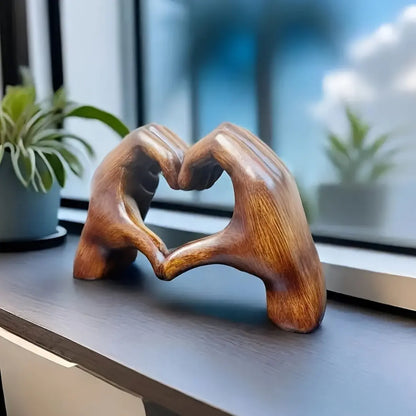 Wooden Resin Heart-Shaped Sculpture - Love Themed Decor