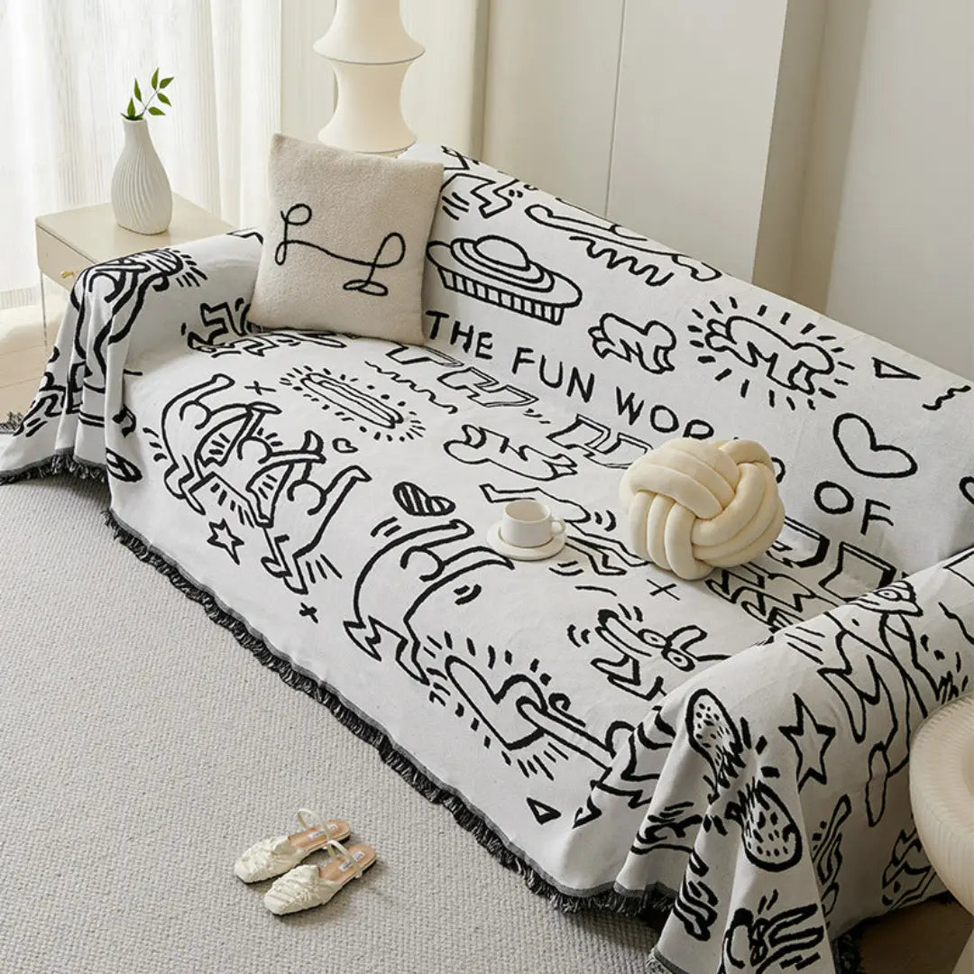 Zalira Boho Double-Sided Sofa Cover - Reversible and Anti-Scratch