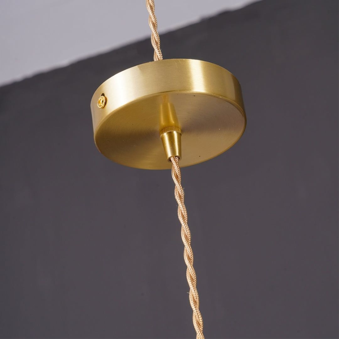 Hibiscus Bloom Glass Pendant - Vintage Floral Ceiling Light in Brass Finish