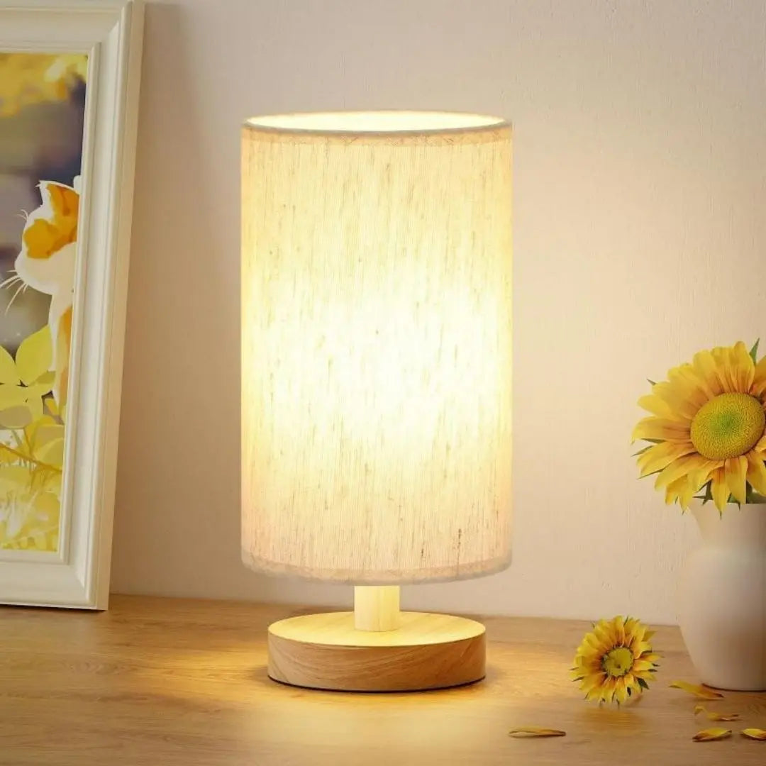 Bedside Table Lamp - Compact Warm Light with Simple Button Switch