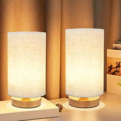 Bedside Table Lamp - Compact Warm Light with Simple Button Switch