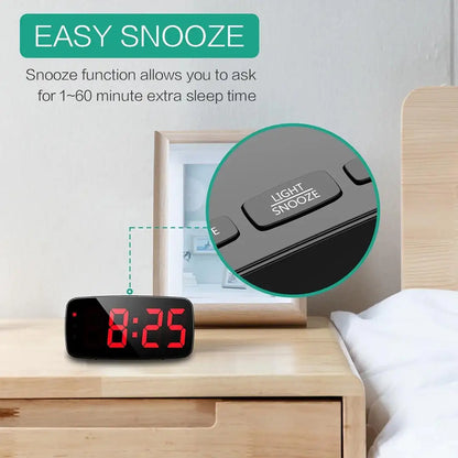 Digital LED Alarm Clock with Temperature, Date, Snooze, Voice Activation, and Night Mode