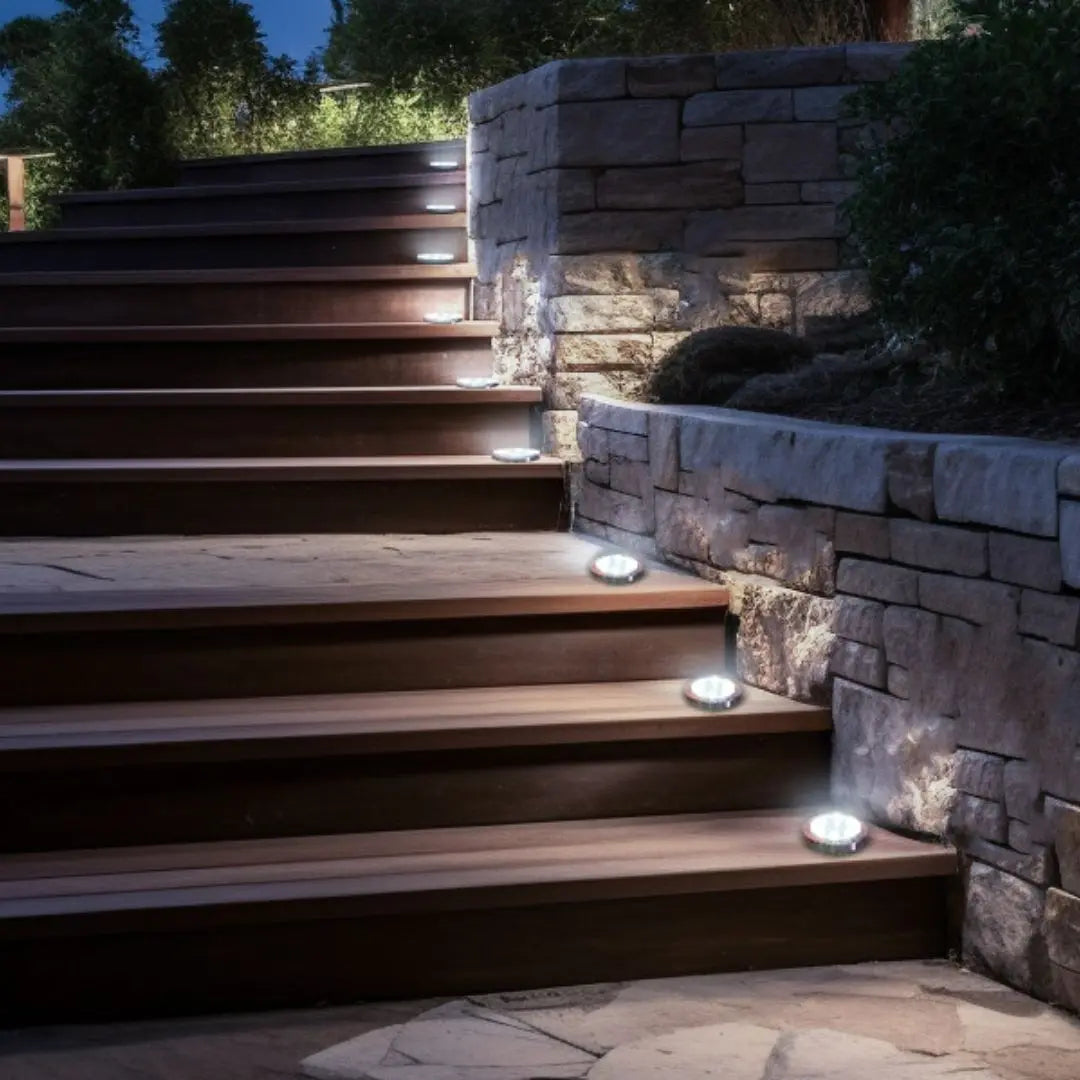 GroundGlow Solar Disk Lights - Warm White Waterproof Outdoor Garden Pathway Lighting