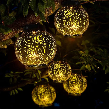 Lumora Solar Garden Lanterns - Elegant Outdoor Hanging Lights with Decorative Pattern