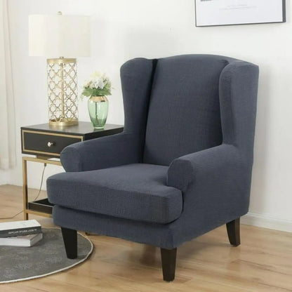 Arivo 2-Piece Water Repellent Wingback Chair Covers - Stretch Plaid Slipcover with Cushion Cover