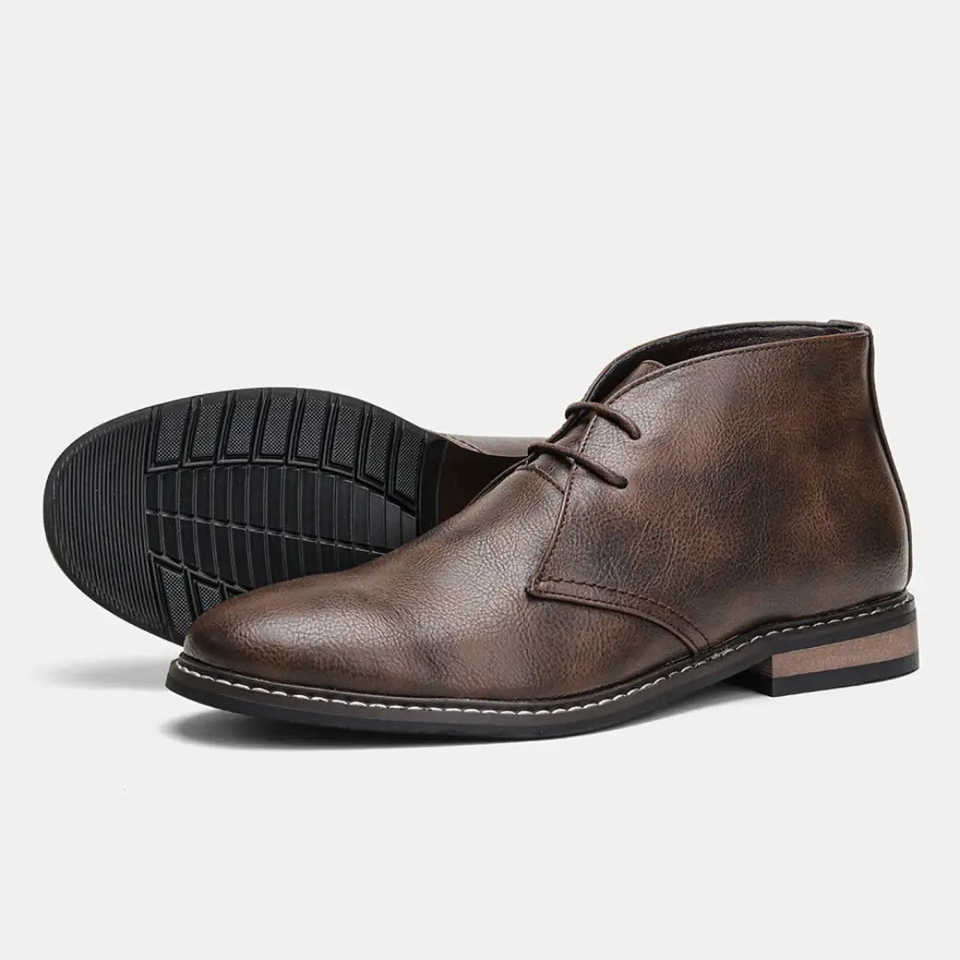 Men’s Classical Retro Leather Chukka - Turf Boots for Timeless Style