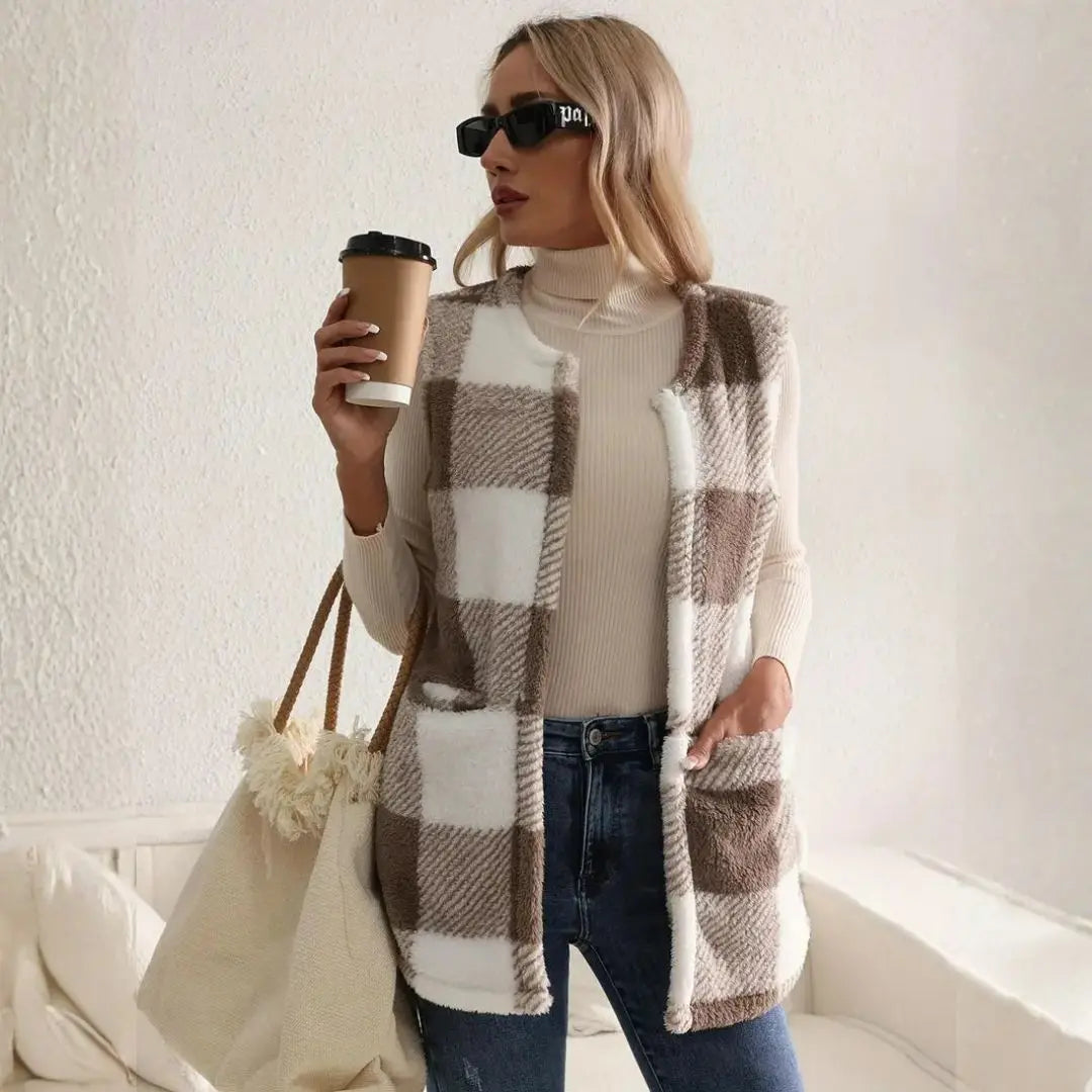 Everette Sherpa Check Vest