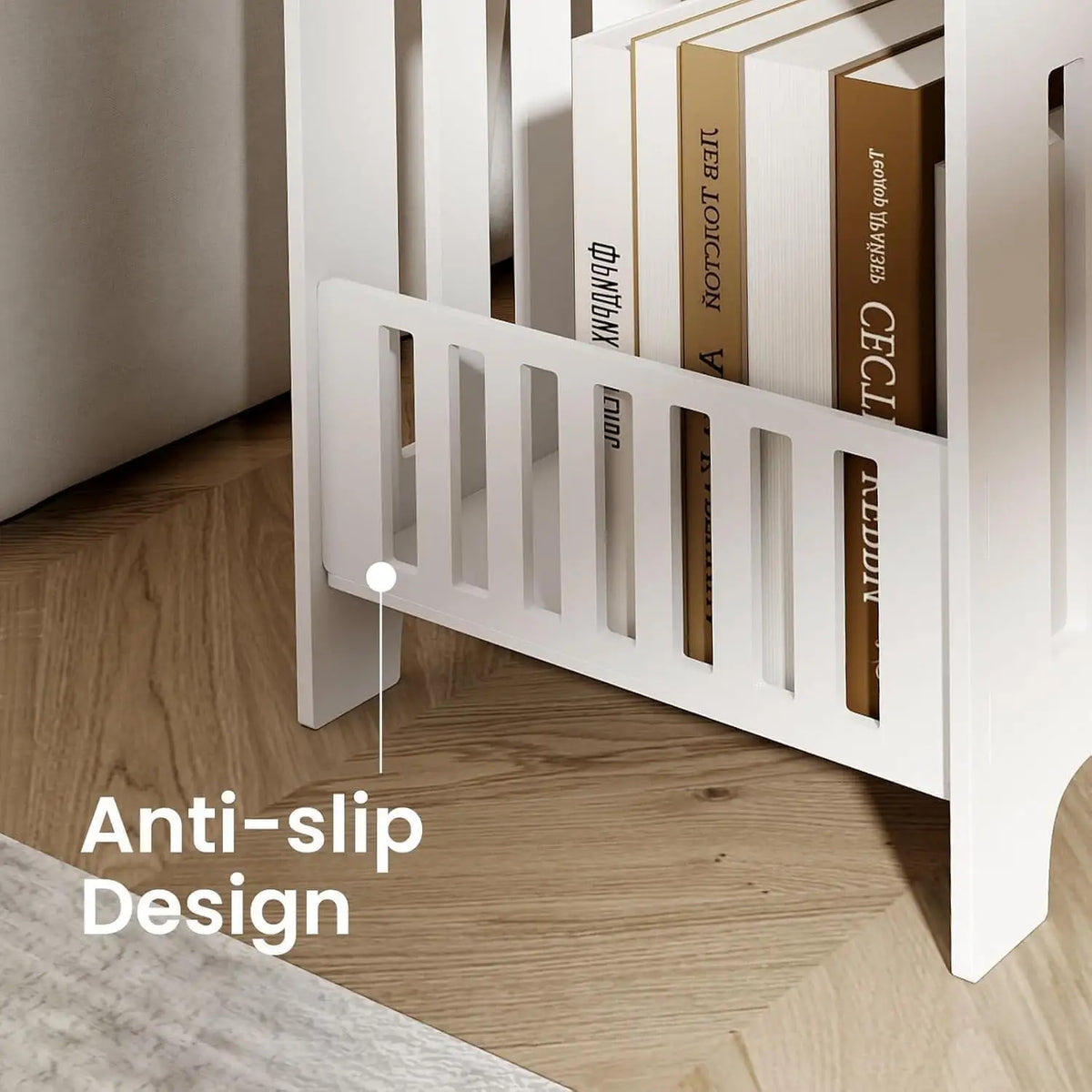 Multifunctional White Side Table - Small Coffee, Bedside & End Table with Storage Rack