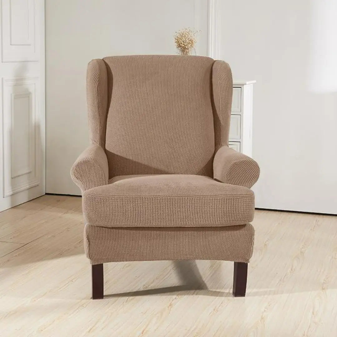 Arivo 2-Piece Water Repellent Wingback Chair Covers - Stretch Plaid Slipcover with Cushion Cover