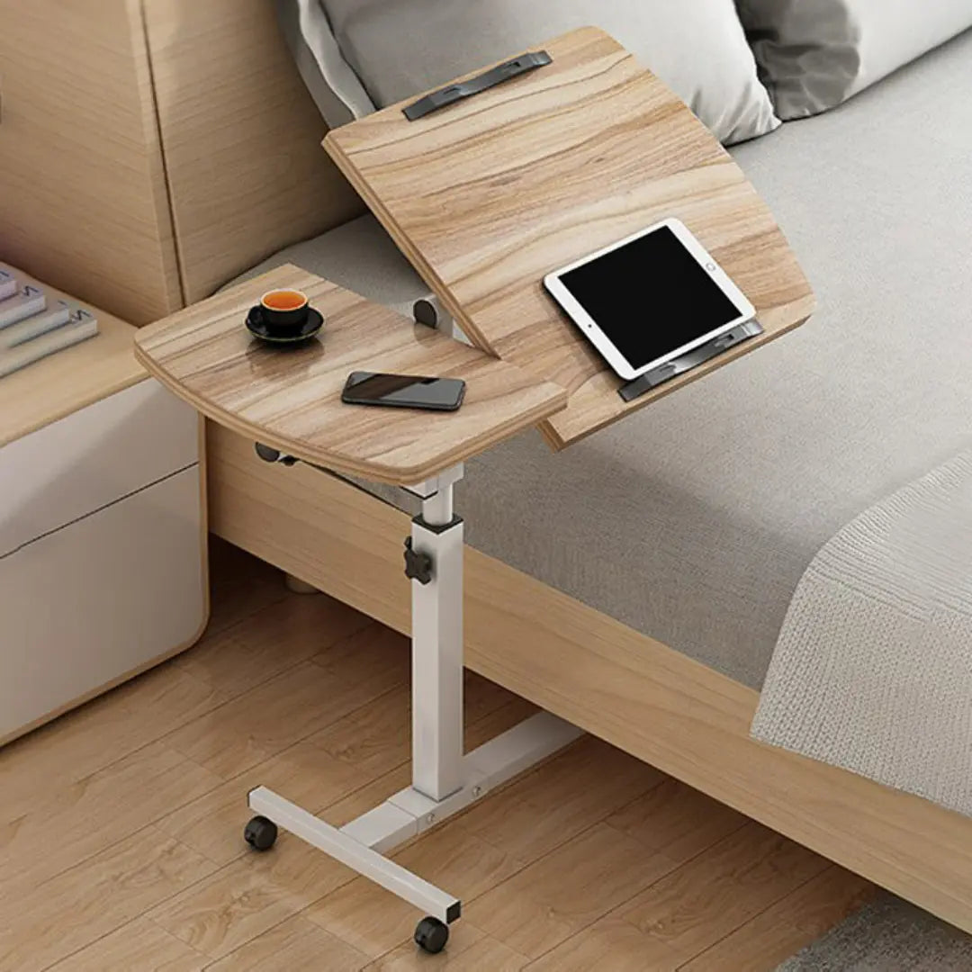Brevora Adjustable Overbed Table with Wheels - Height and Tilt Adjustable with Double-Board Design